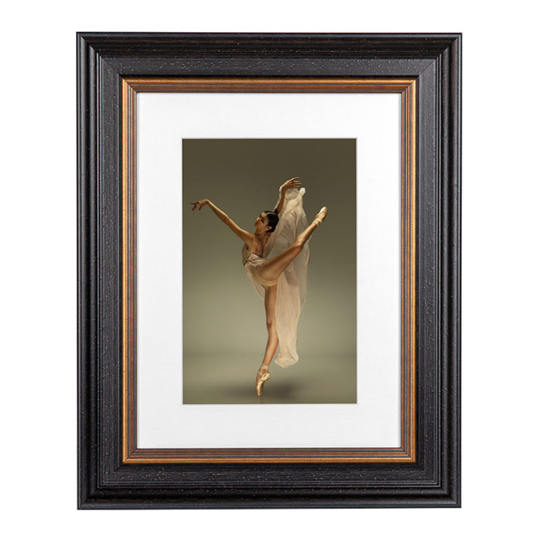 Fotolijst Mozart Zwart/Goud 50x60 cm - Art Print en Passe Partout