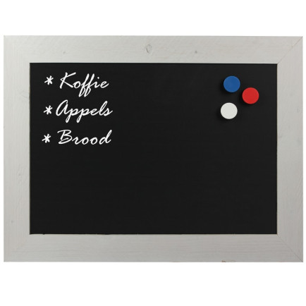Krijtbord Magnetisch Steigerhout Wit 50x70cm